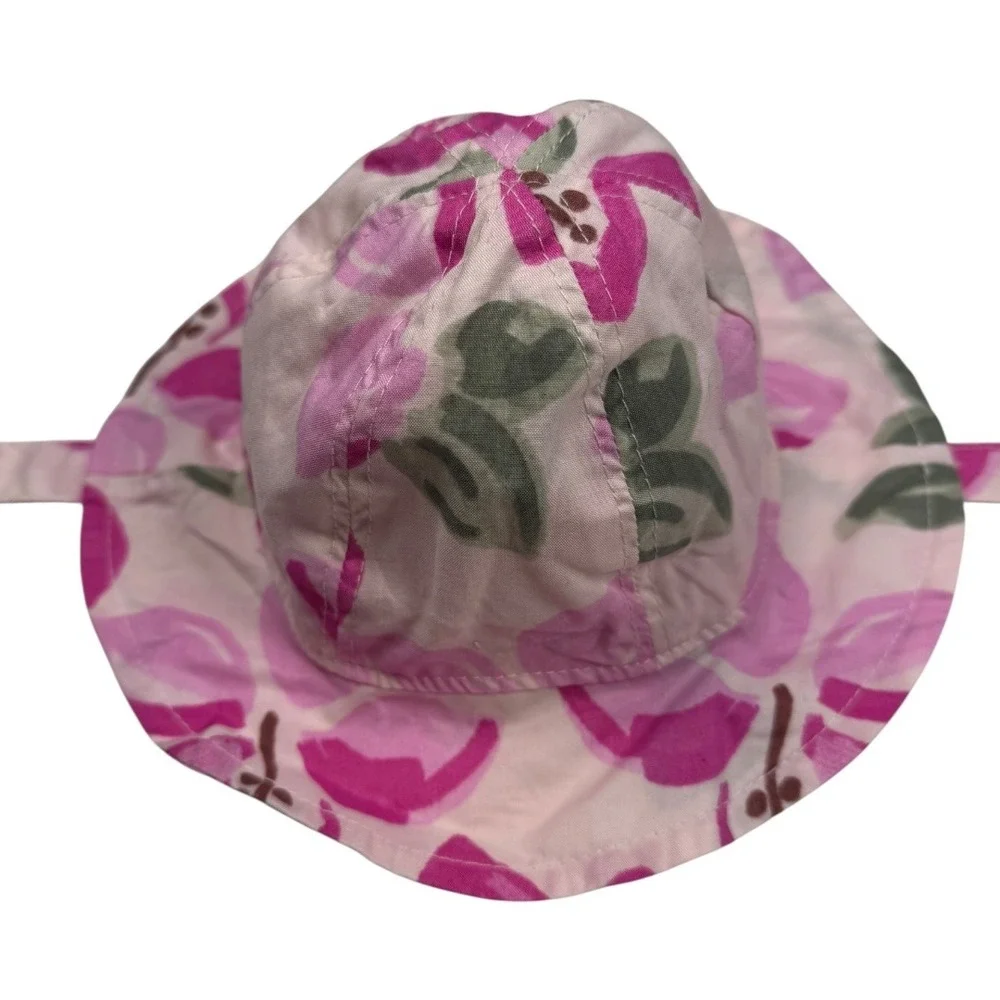 Carter's Newborn Baby Girl Pink‎ Floral Bucket Sun Hat With Chin Straps 0114